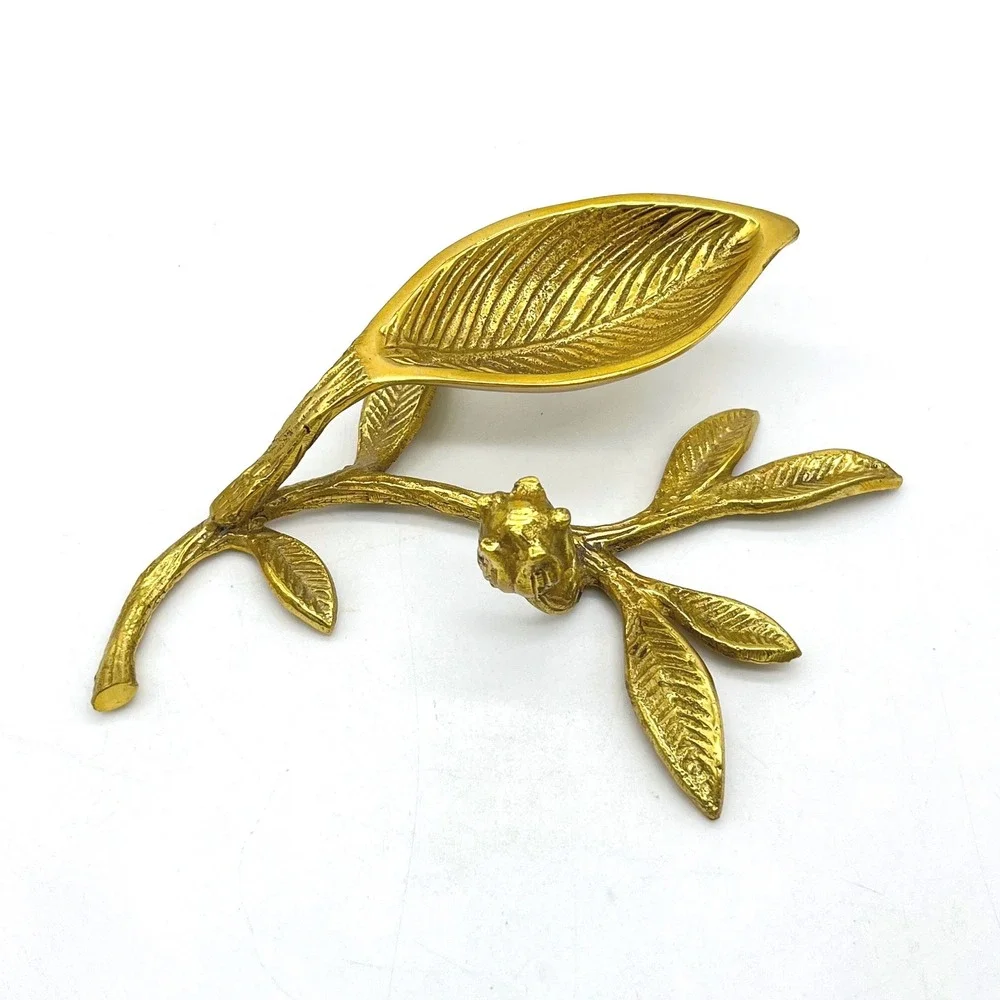 Brass Botanical Leaf Trinket Dish Catch All Tray Small Decorative Dish‎